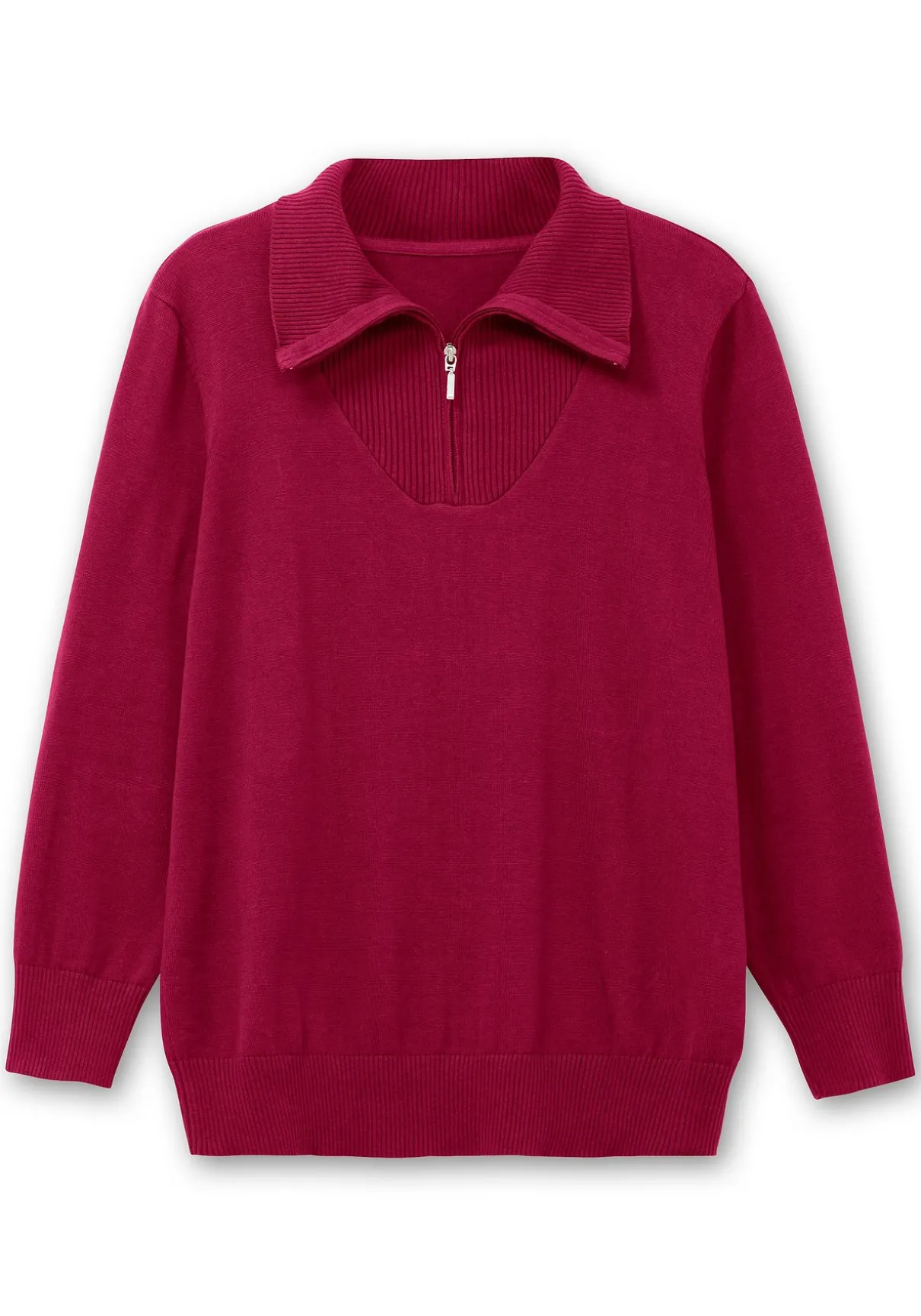 Pullover mit Troyerkragen und Reißverschluss