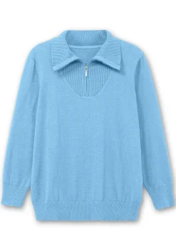 Pullover mit Troyerkragen und Reißverschluss