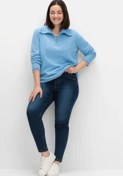 Pullover mit Troyerkragen und Reißverschluss