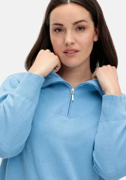 Pullover mit Troyerkragen und Reißverschluss