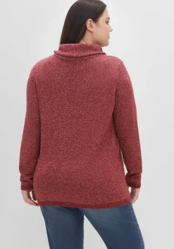 Pullover mit weitem Kragen, in melierter Optik