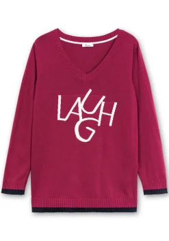 Pullover mit Wording im Intarsienstrick