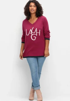 Pullover mit Wording im Intarsienstrick
