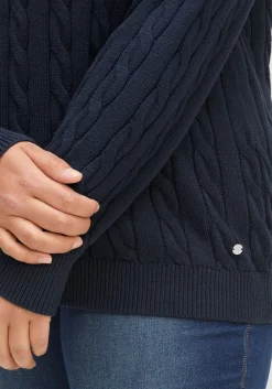 Pullover mit Zopfmuster und V-Ausschnitt