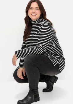 Ringelshirt mit Rollkragen, in Rippqualität