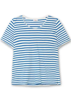 Ringelshirt mit Spitzenborte am Ausschnitt