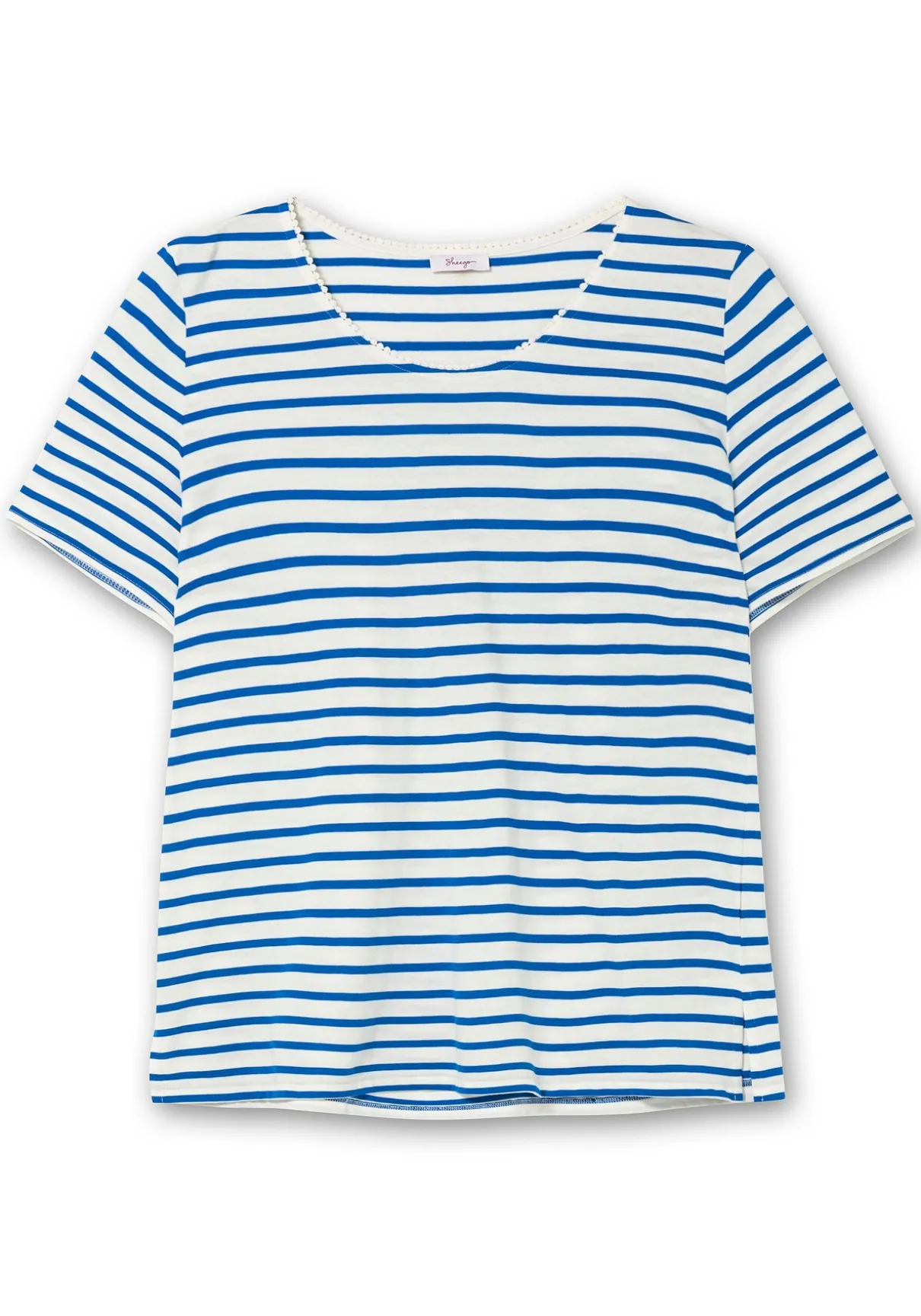 Ringelshirt mit Spitzenborte am Ausschnitt