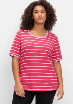 Ringelshirt mit verlängertem Halbarm