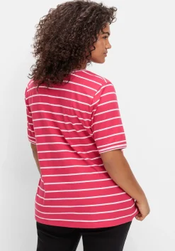 Ringelshirt mit verlängertem Halbarm