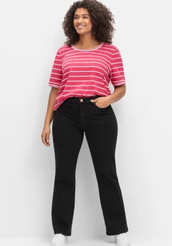 Ringelshirt mit verlängertem Halbarm