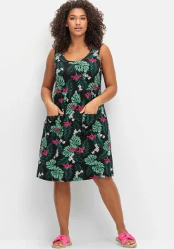 Ärmelloses Jerseykleid mit Fronttaschen