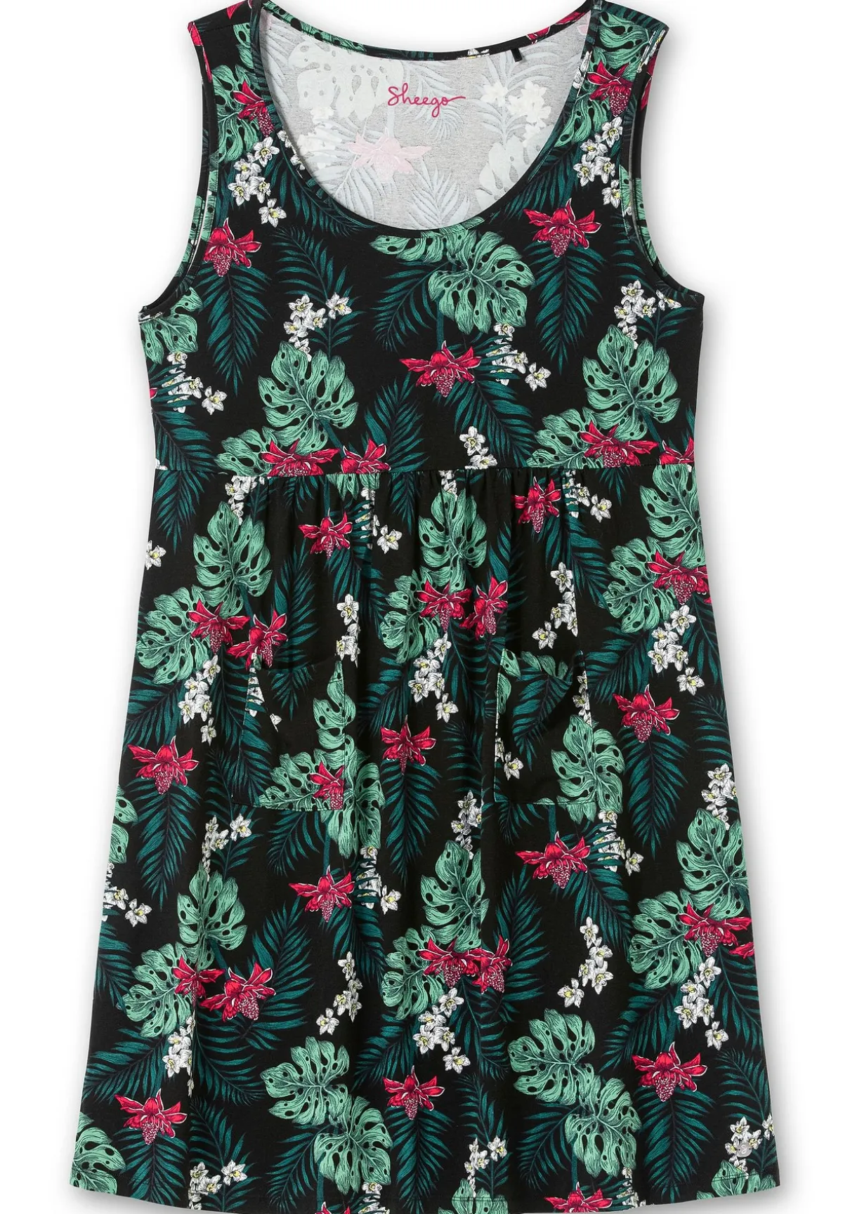 Ärmelloses Jerseykleid mit Fronttaschen