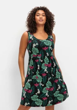 Ärmelloses Jerseykleid mit Fronttaschen