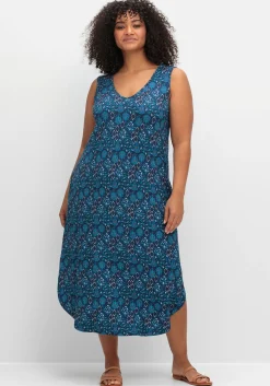 Ärmelloses Midi-Jerseykleid mit Ornamentprint