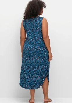 Ärmelloses Midi-Jerseykleid mit Ornamentprint