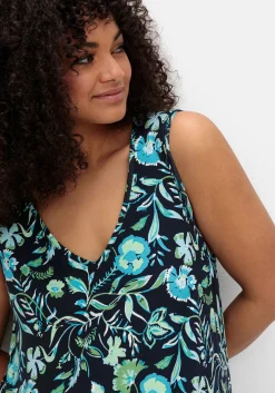 Ärmelloses Midi-Jerseykleid mit Ornamentprint