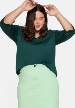 Rock in kniefreier Länge, aus Baumwoll-Twill