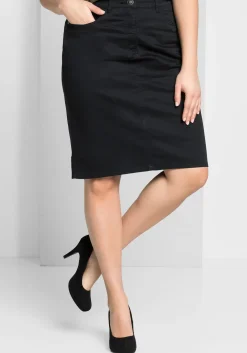 Rock in kniefreier Länge, aus Baumwoll-Twill