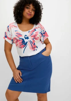 Rock in kniefreier Länge, aus Baumwoll-Twill