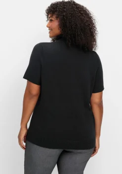Rollkragenpullover mit kurzen Armen, in figurnaher Form