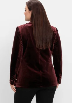 Samtblazer mit 1-Knopf-Verschluss, taillierte Form