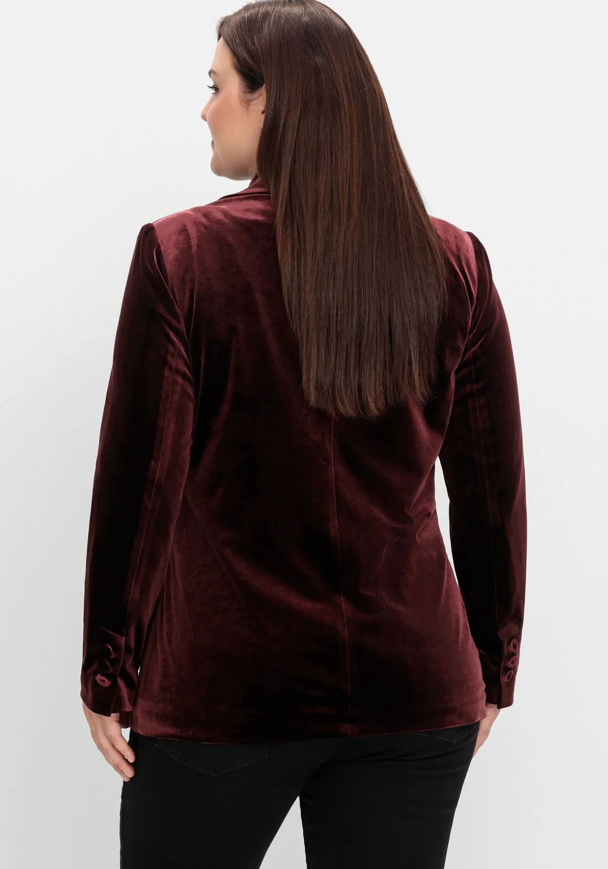 Samtblazer mit 1-Knopf-Verschluss, taillierte Form