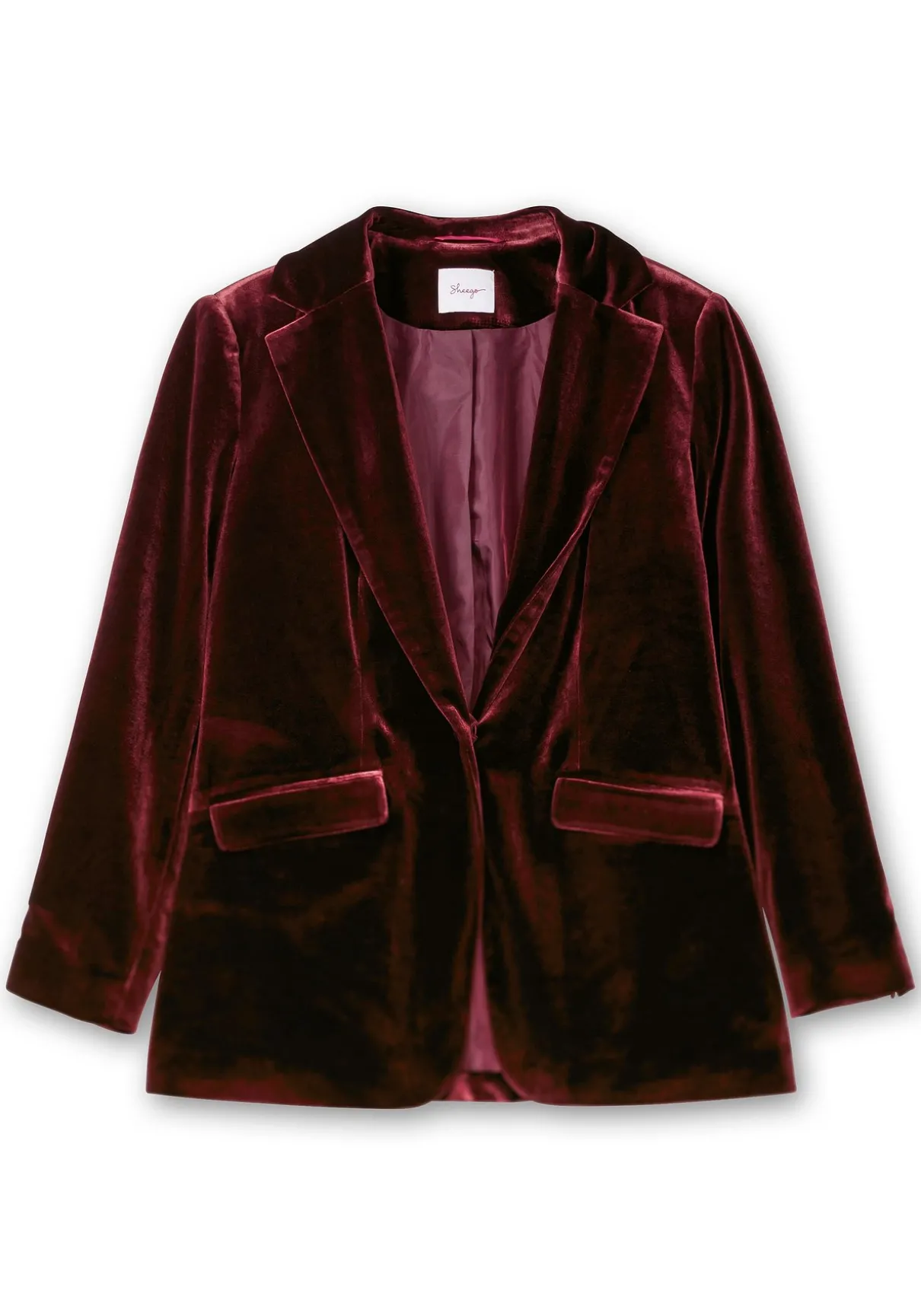 Samtblazer mit 1-Knopf-Verschluss, taillierte Form