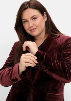 Samtblazer mit 1-Knopf-Verschluss, taillierte Form