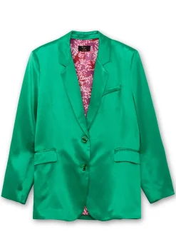 Satin-Blazer mit Kontrast-Innenfutter