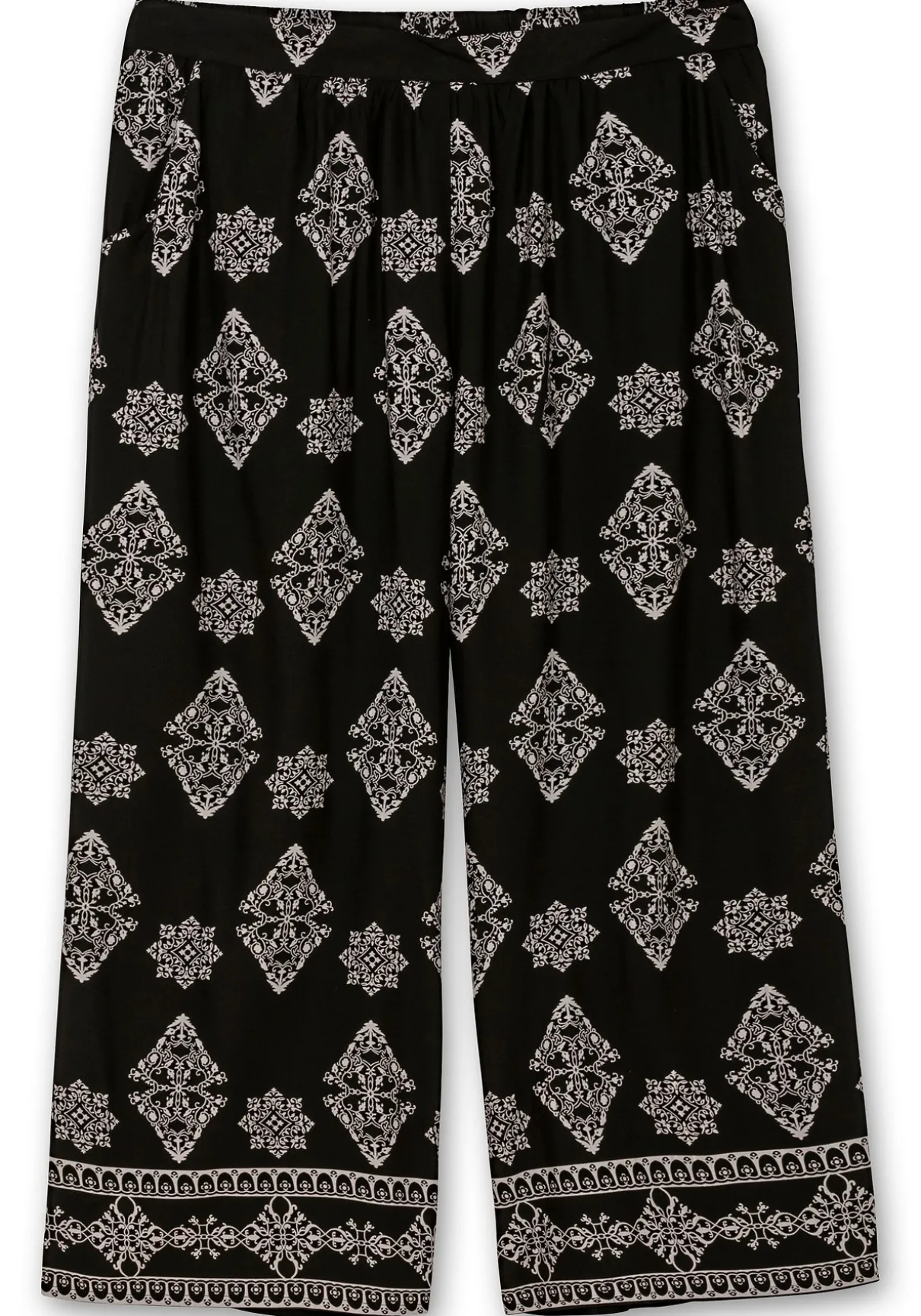 Schlupfhose mit Allover- und Bordürendruck