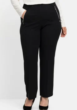 Schlupfhose mit Bügelfalten und Deko-Zipper