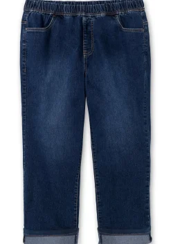 Schmale Caprijeans mit Saumumschlag