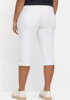 Schmale Caprijeans mit Used-Effekten