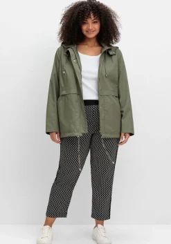 Schmale 7/8-Hose aus Bengalin, mit Grafikprint