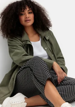 Schmale 7/8-Hose aus Bengalin, mit Grafikprint