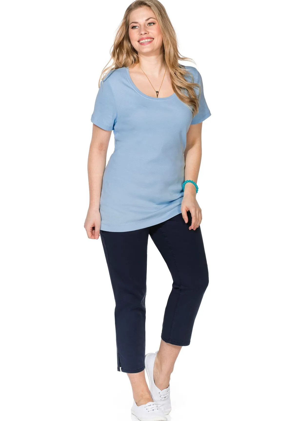 Schmale 7/8-Hose aus elastischem Baumwoll-Twill