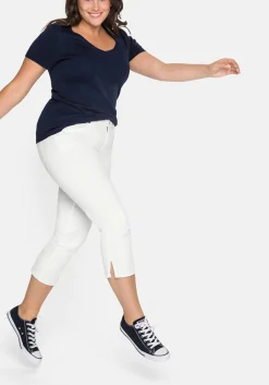Schmale 7/8-Hose aus elastischem Baumwoll-Twill
