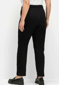 Schmale Hose in Velourslederoptik, mit Stretchbund