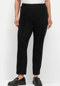 Schmale Hose in Velourslederoptik, mit Stretchbund