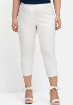 Schmale 7/8-Hose mit Gummibund, aus Twill