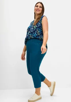 Schmale 7/8-Hose mit Gummibund, aus Twill