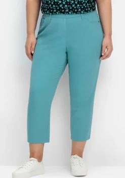 Schmale 7/8-Hose mit Gummibund, aus Twill