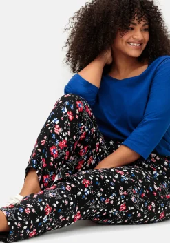 Schmale Hose mit Gummibund und Blumenprint