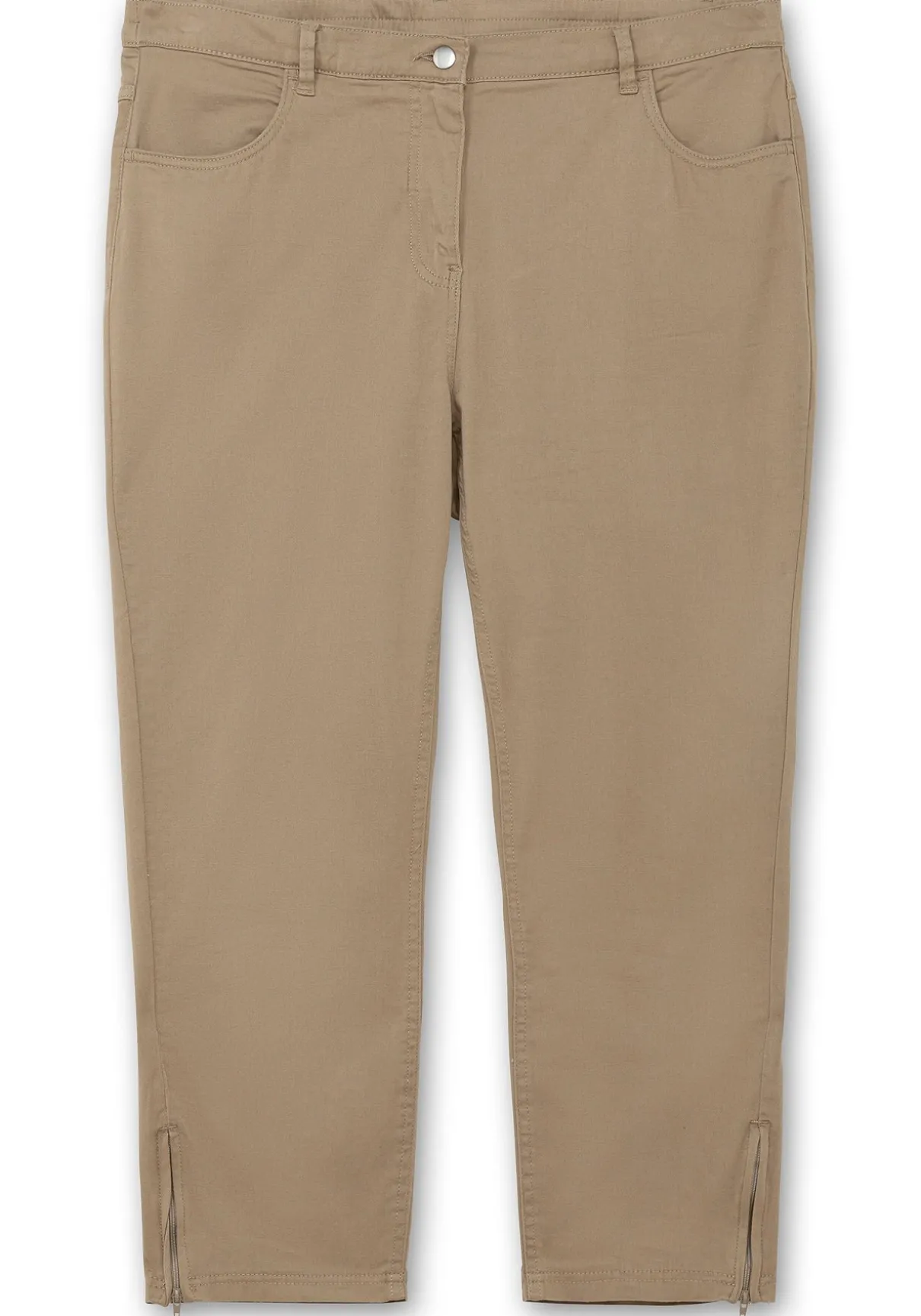 Schmale 7/8-Jeans mit Dehnbund und Zipper am Saum