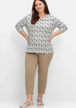 Schmale 7/8-Jeans mit Dehnbund und Zipper am Saum