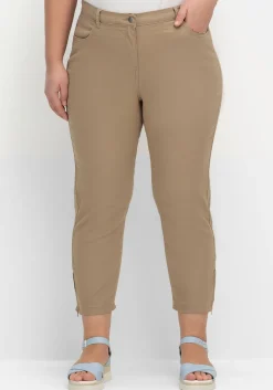 Schmale 7/8-Jeans mit Dehnbund und Zipper am Saum