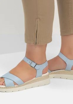 Schmale 7/8-Jeans mit Dehnbund und Zipper am Saum