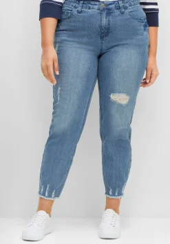 Schmale 7/8-Jeans mit Destroyed-Effekten