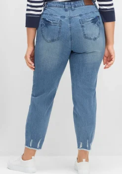 Schmale 7/8-Jeans mit Destroyed-Effekten