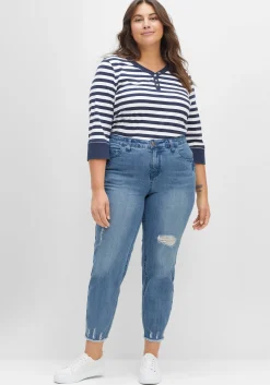 Schmale 7/8-Jeans mit Destroyed-Effekten